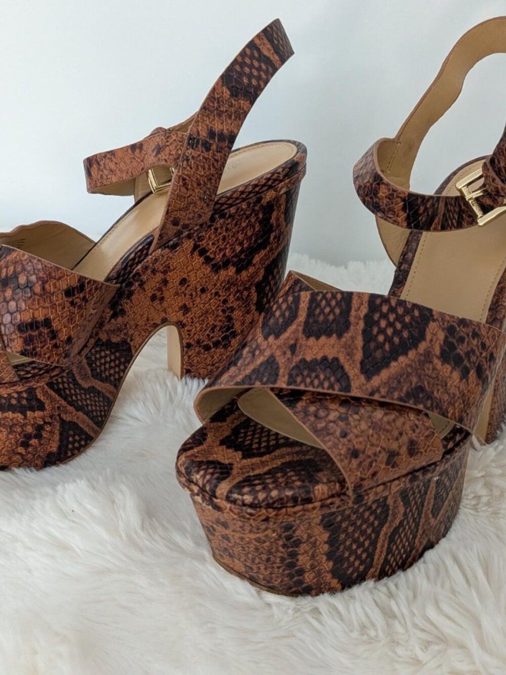Michael Kors Divia Python Platform Sandals - Size 8M - Picture 6 of 8